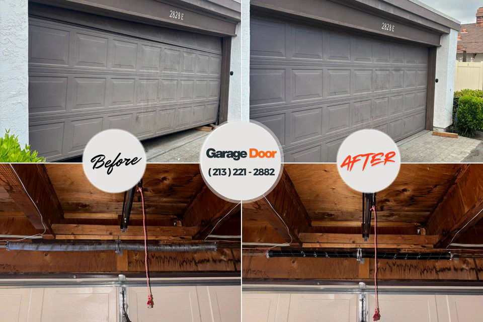Before and after: garage door installation Larchwood, IA